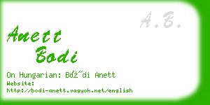 anett bodi business card